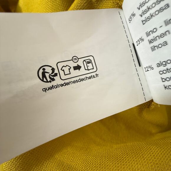 Zara Mustard Yellow Linen Blend Midi Dress | V-Neck Oversized Kaftan | XS - Picture 7 of 11